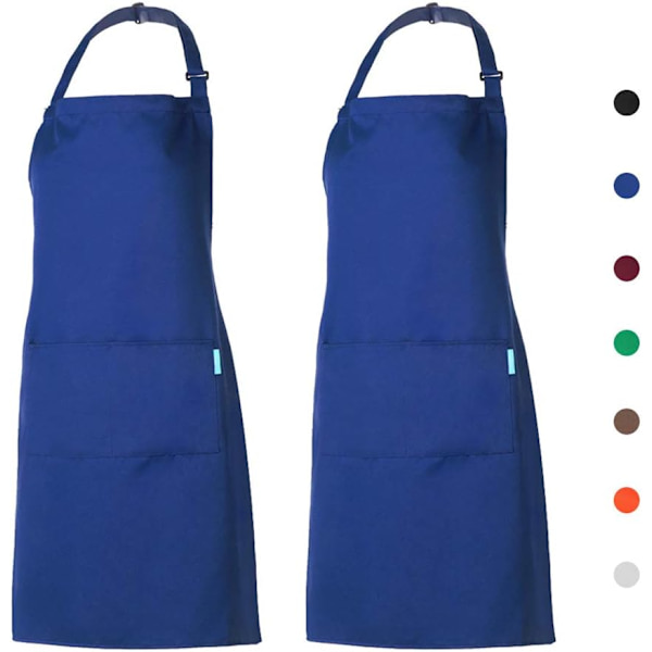 Förkläde Matlagning Köksförkläde 2 Set med fickor Haklapp förkläde för kvinnor
