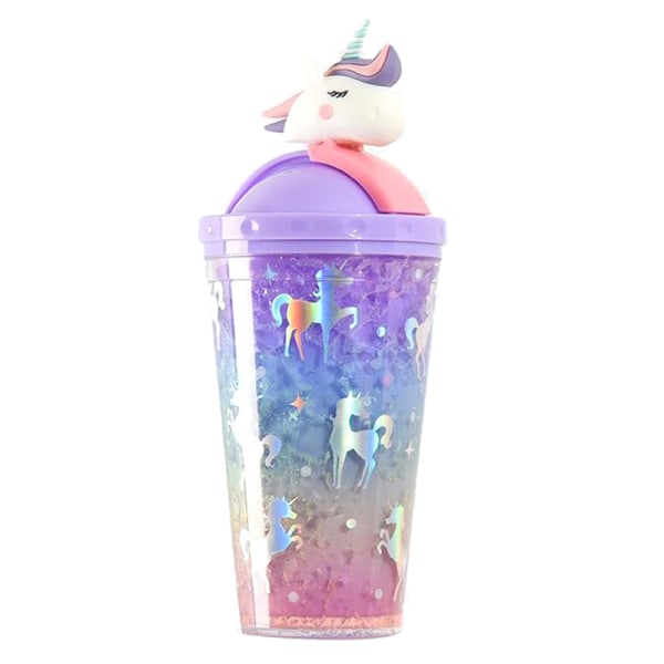 Unicorn Ice Cup vannflaske Gradient Girl Heart e Straw Cup Purple