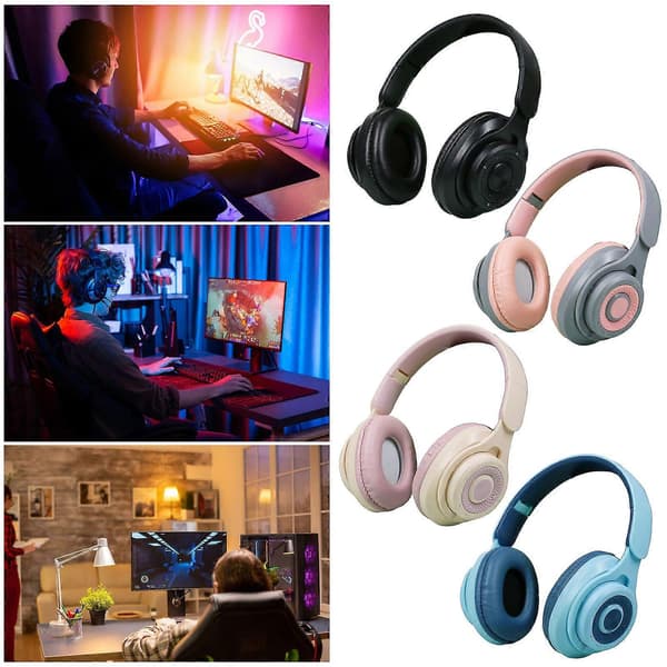 Vikbara trådlösa hörlurar HiFi-ljud Snabbladdning Brusreducering Mikrofon 10H speltid Bluetooth-kompatibla 5.3 Over-Ear-headset