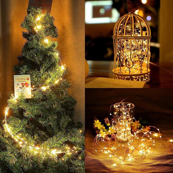 100 Led 32,8-fots Fairy Copper String Lights USB -drivna, dimbara kontroll Star String Lights Inomhus och utomhus sovrum Vägg Terrass Hembelysning De