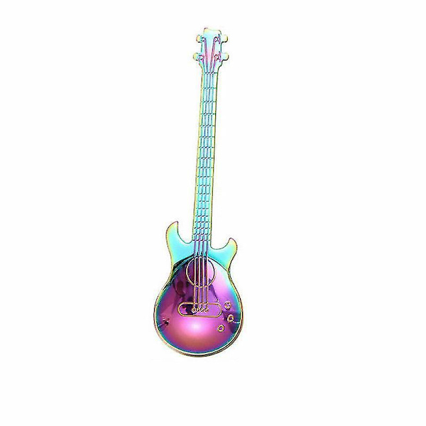 7 stk/sæt Rustfrit stål guitar teske Dessert skeer