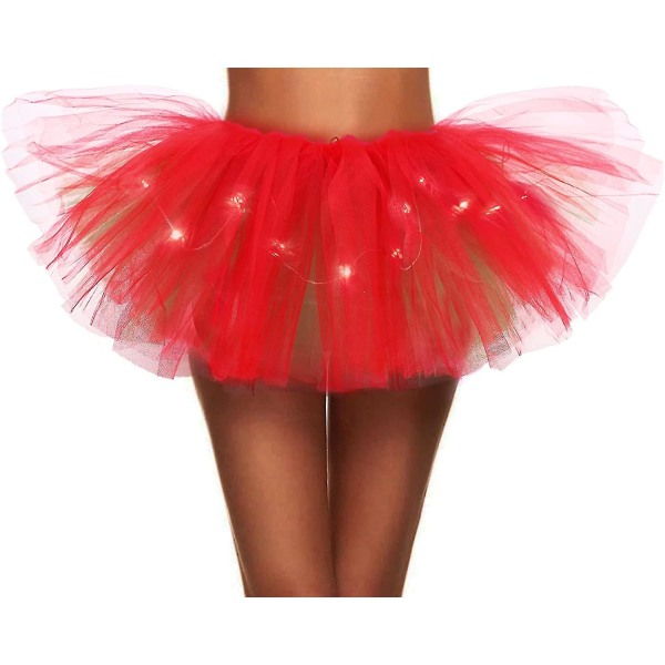 Simplicity Dame Klassisk 5-lags Tyll Tutu-skjørt_L Red