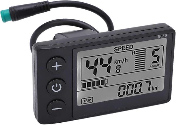 LCD-skjermmåler S866 Skjermmåler Kontrollpanel med Vanntett Plugg Elektrisk Sykkel LCD-skjerm