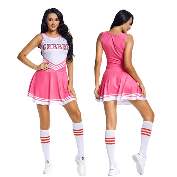 Cheerleader kostyme for kvinner Halloween-antrekk pink S