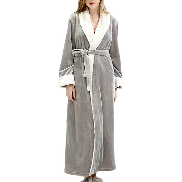 Long Robe Warm Håller badrocken varm Nattlinne Hudvänlig Grey M