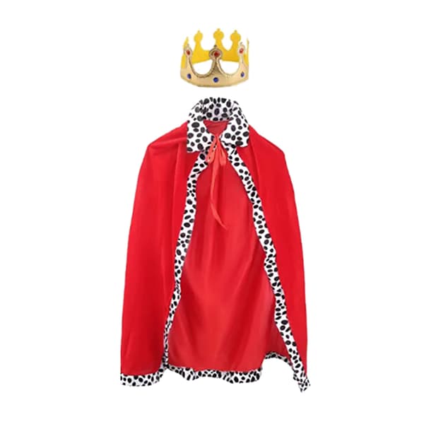 Kids kung kostym röd mantel krona kostym set red