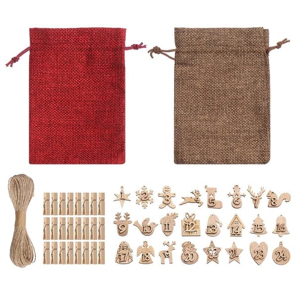 24ST Nummeretikett Jul Adventskalender Trähänge
