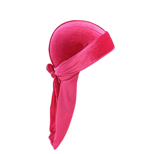 Durag Cap Enfärgad Ultra Mjuk Håll Varm sammet Män Kvinnor Head Wrap med lång svans för vintern