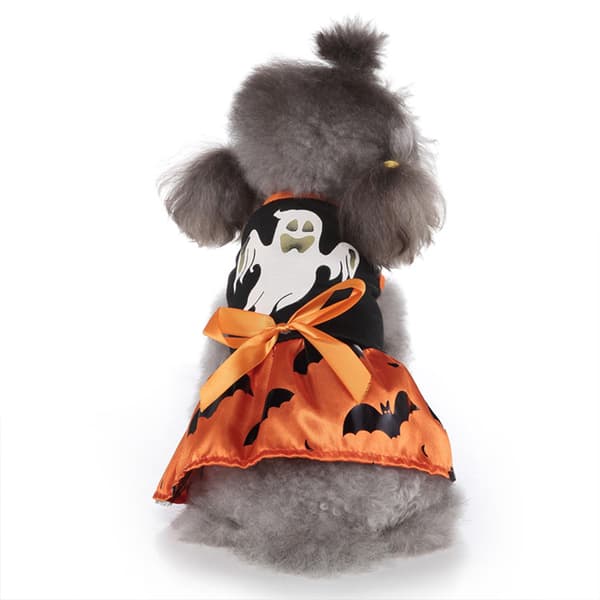 Hundklänning för Halloween semestertema Ghost Bat Mönster Dog L