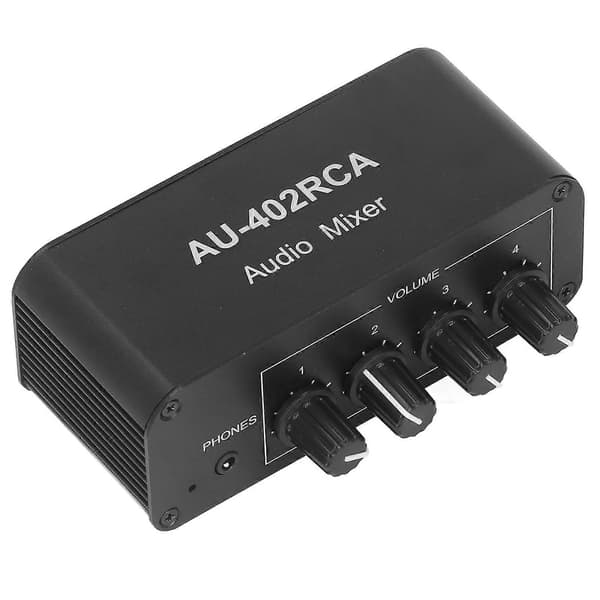Tovejs lydskifter 4-vejs stereo L R lydkanal 4 ind 2 ud RCA splittervælger