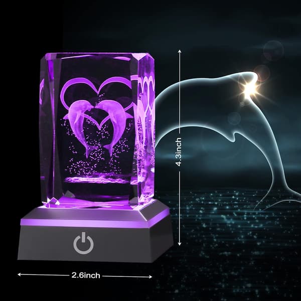 3D Dolphin Crystal Figurine LED Multicolor Night Lights Room