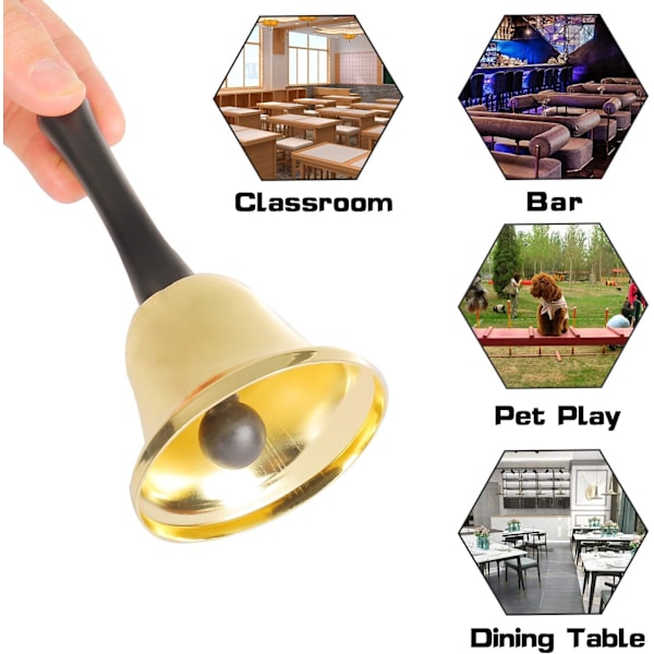 Handklocka Metal Tea Bell Service Bell Guld Handklocka Skola Liten handklocka för vuxna Large