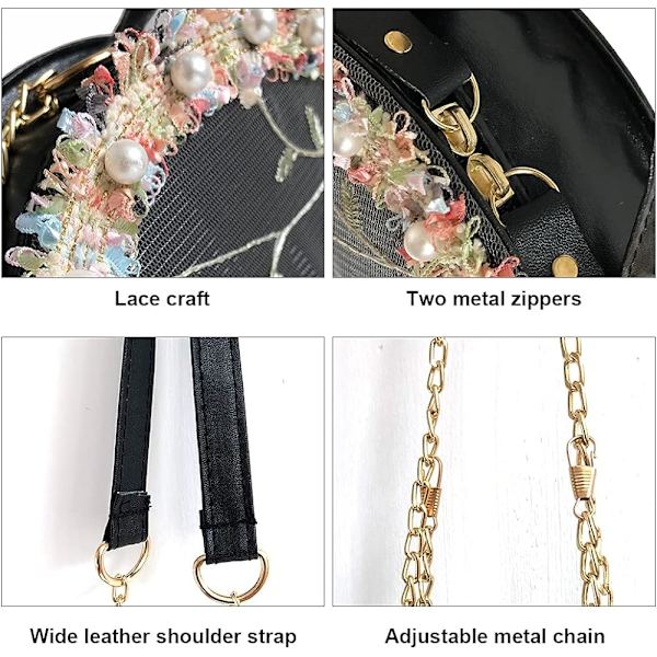 Små flickor Söt handväska Spetshantverk med blommor Prinsessan Handväskor Crossbody axelväska för toddler NO:9