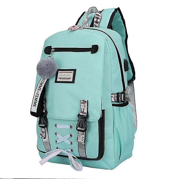 Ryggsäck Skolväskor För tjejer Nylon Vattentät College Ryggsäck Mode Casual Light Green