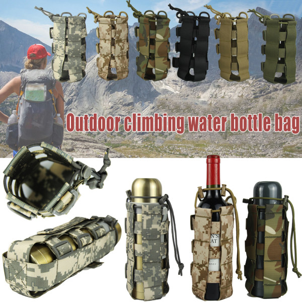 Multifunktionell vattenflaskhållare påse Justerbar vattenkokare med dubbla fatspännen utomhus Desert Without Shoulder Strap