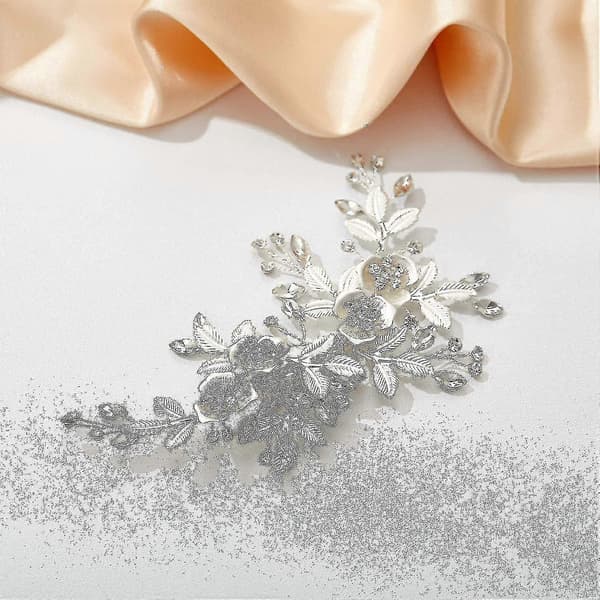 Lys Roségull Bryllupshårklemme Rhinestone Håndlaget Blomsterhårklemme