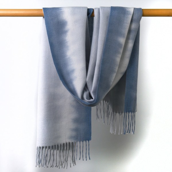 Kashmirliknande dam höst vinter halsduk filt wrap sjal stal varm mjuk knytfärgning håller värmen Tie dyed blue 70*200(CM)