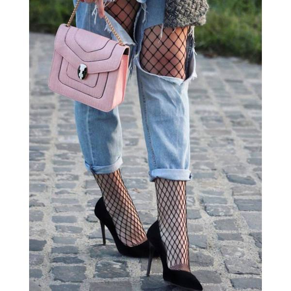 One-Size Fishnet Tights - Små maskor black one size
