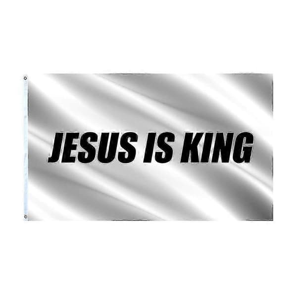 90x150cm Jesus Is King Flagg 3x5 Ft Hvite Røde Kristne Flagg