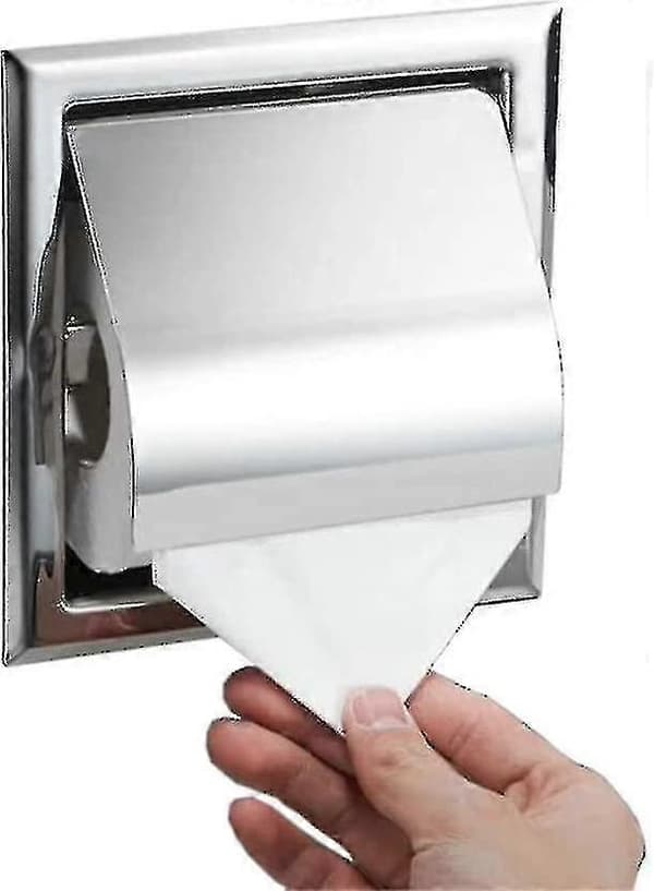 Toalettpapirholder i rustfritt stål, veggmontert, krom, innfelt
