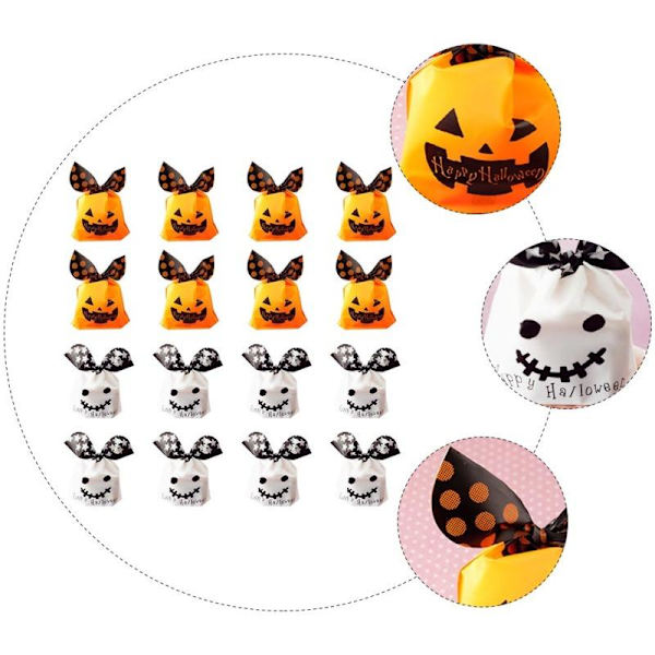 50-pack Halloween söta godispåsar för barn white 50pcs