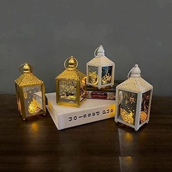 Ramadanlygter Lampe Eid Mubarak Dekor LED-lamper white
