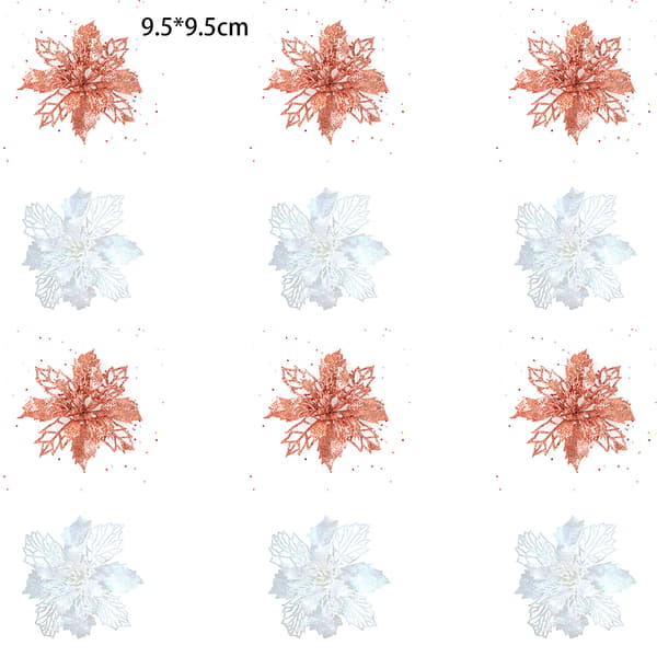 Hule simulerede juleblomster Dekorations kunstige blomster white + rose gold