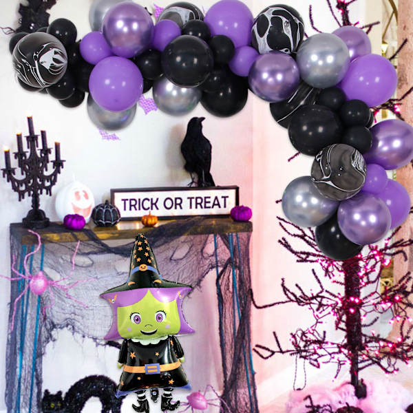 Halloween Ballong Chain Party Dekoration 72st Lila Polka Dot Wizard Latex Set set 3