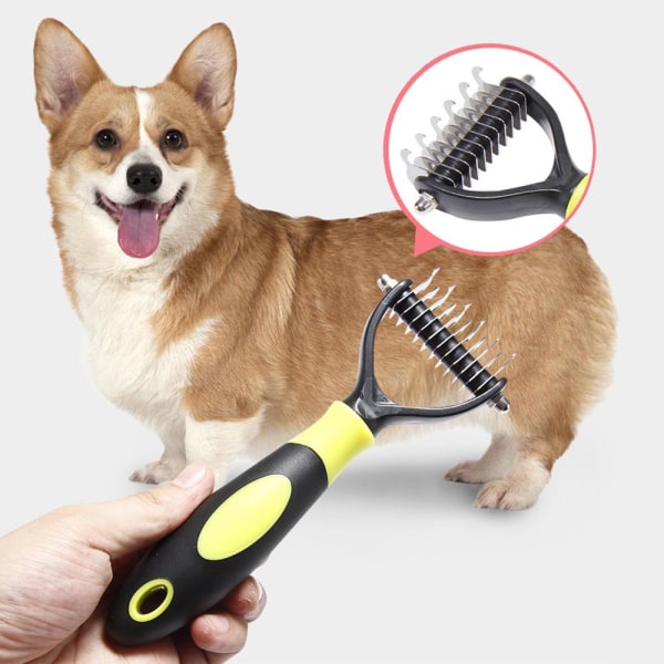 Pet Shedding Trimmer Hundborste Verktygskam blå blue L