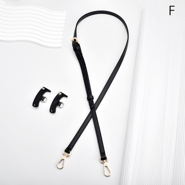 1 Set Olkapäähihna Mini Punch-Free Nahka Olkalaukulle Black with gold