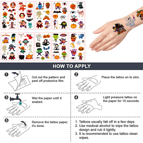 Tatuointi lapsille, Halloween-tatuoinnit, vedenpitävä lapsille style 2
