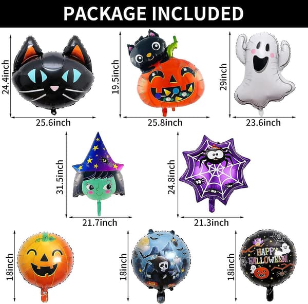 8 st Halloween set - pumpahäxa skalle Katt