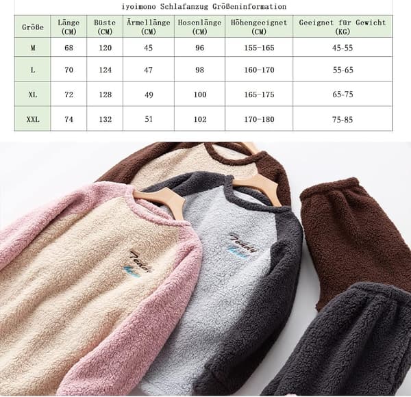 Dam Fluffy Pyjamas Set Fleecetröja byxor Lös plysch