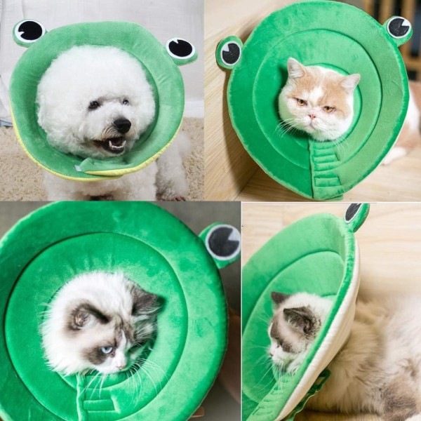 Kattåterställningshalsband, skyddshalsband för husdjur, justerbar antisladd bomullsskyddsring för katt och hund S (B)