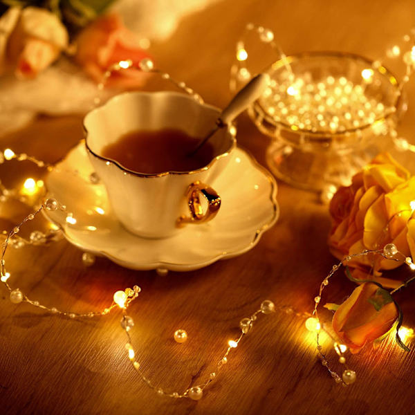 String Lights Batteridriven 100 LED 10M Pearl Fairy Light med