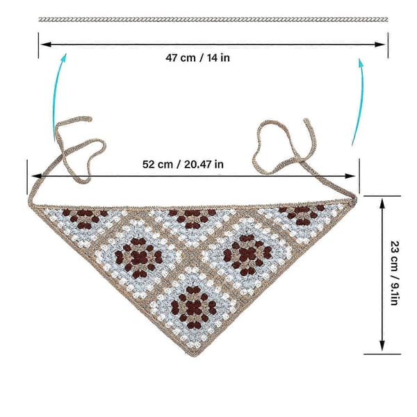 Heklet Bandana Heklet Blomsterhodebånd Damehodebånd (Khaki + Brun) (santanxing)