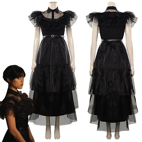 2023 Keskiviikko Addams Cosplay Anime-asu tytöille Koulupukuasut Halloween-karnevaalijuhlat Pukeutumisrooliasu _ A XL