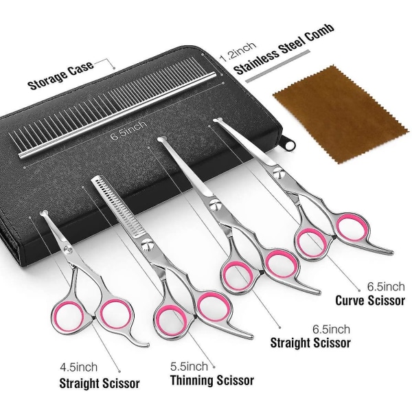 Dog Grooming Scissors Kit Professionell säkerhetsgallringssax Kam