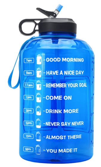 (svart)Gallon vattenflaska med tider att dricka - 128 oz vatten