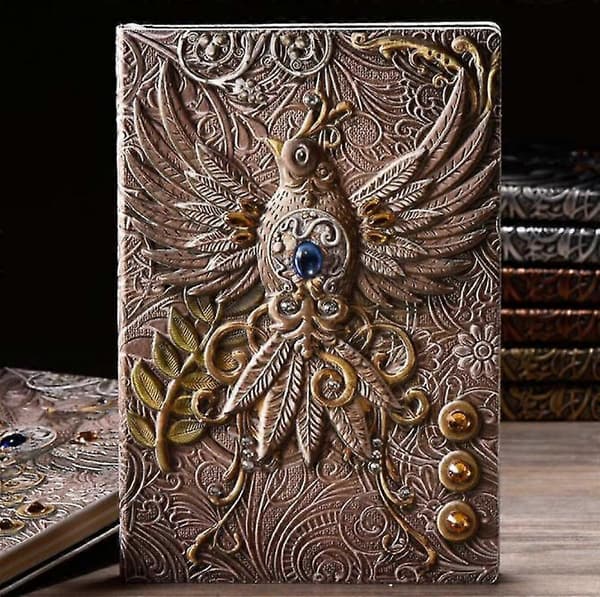 Prægede Journaler Vintage Notesbog, retro Læder Bronze Dagbog, hardcover Rejse Notesblok