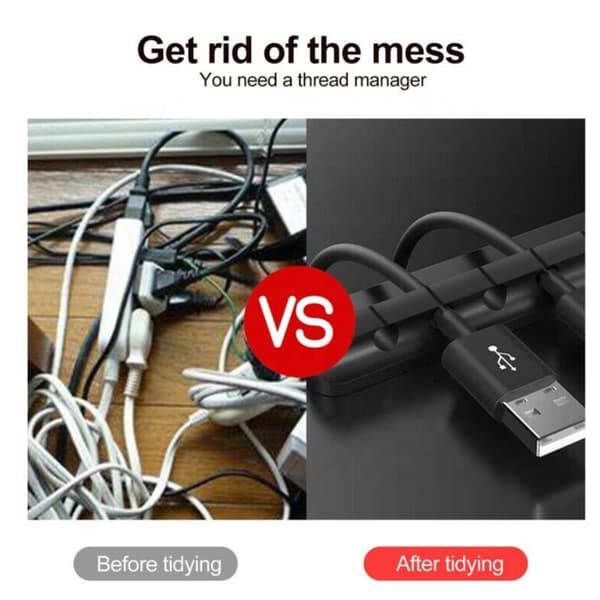 Cable Organizer Kabel Silikon Management Clips Kabelhållare 5 holes