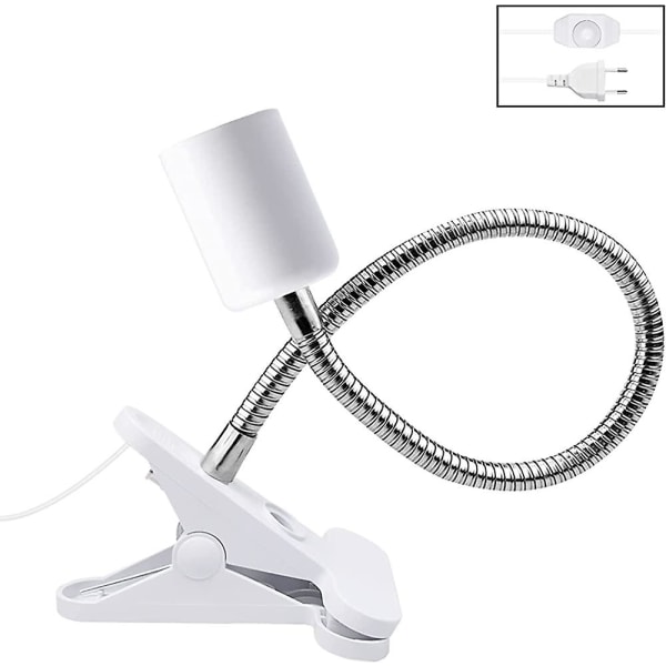 E27 Clip-on lamphållare med sköldpaddsbrytare, flexibel E27 keramisk sockel för varm lampa, Uv-lampa, växtlampa, justerbar temperatur (utan glödlampa)