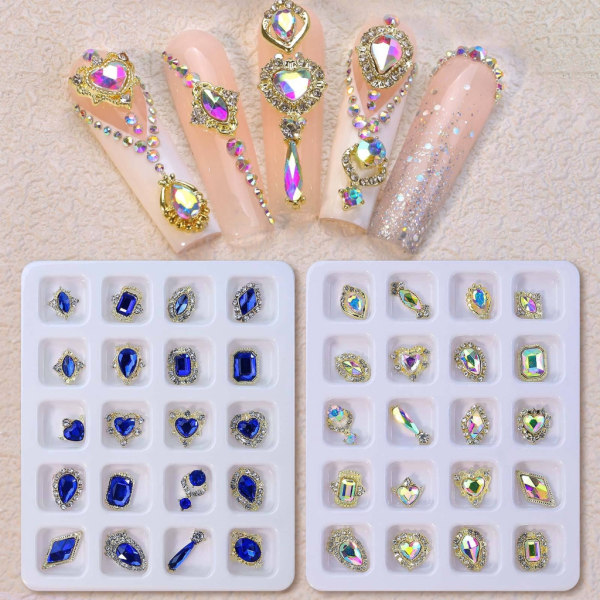 0st 3D Legering Nail Art Hantverk Strass Berlocker Glänsande platt rygg Nagel Kristall Gems Set Manikyr Nailsmycken Diamanter 2