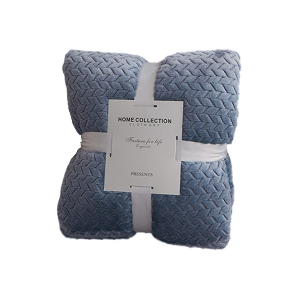Pure-Color Hvedeaks Mønster Plys Tæppe Foldbart Hold Varmt Hyggeligt Tæppe Til Sovesofa Gray and Blue 70*100cm