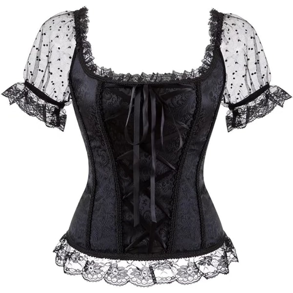 Korsetter för kvinnor Overbust Bustier Top Gothic Sexy Shoulder 8108black M