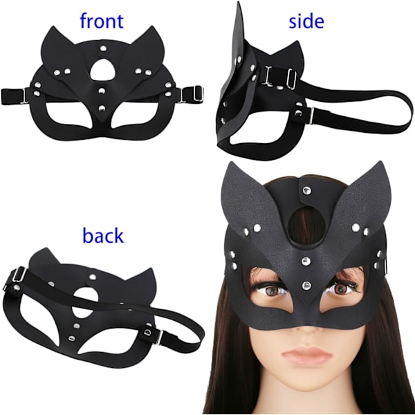 2ST läder kattmask - sexig ögonmask - cosplay kostym