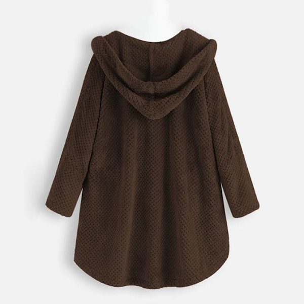 Dam Dubbel Varm Hood Coat Lång Päls Cardigan Ytterkläder Jacka Coffee 4XL