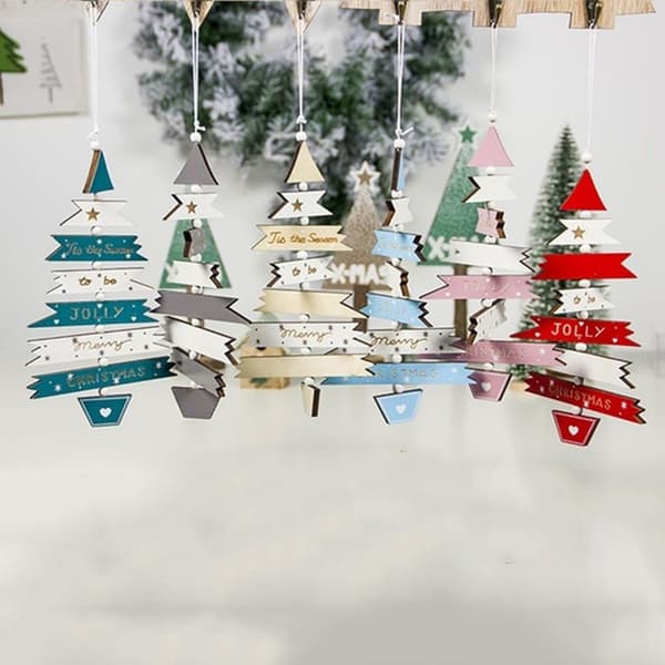 1PC Merry Christmas Xmas Tree Trä Drop Ornaments BLÅ