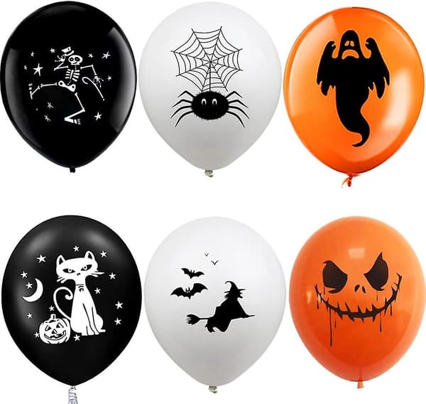 30 stk. Halloween latexballoner - spøgelsespindeldesign til festdekoration