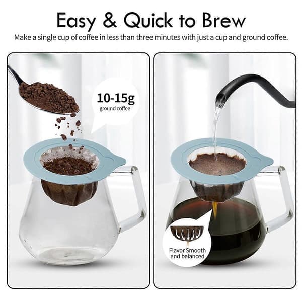 50 stk. bærbare kaffefiltre, genanvendelige non-woven kaffefiltre, til indkapsling af malet kaffe/te, Pour over hvid